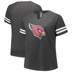 Women's Plus Size Logo Striped Raglan Notch Neck T-Shirt - Arizona Cardinals T-shirts