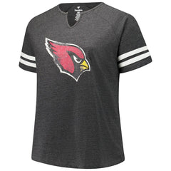 Women's Plus Size Logo Striped Raglan Notch Neck T-Shirt - Arizona Cardinals T-shirts