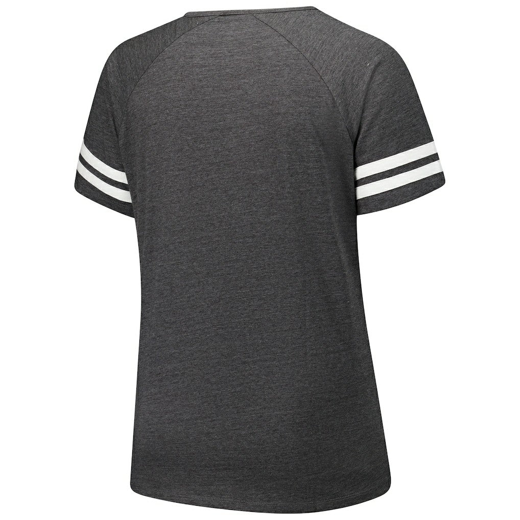 Women's Plus Size Logo Striped Raglan Notch Neck T-Shirt - Arizona Cardinals T-shirts