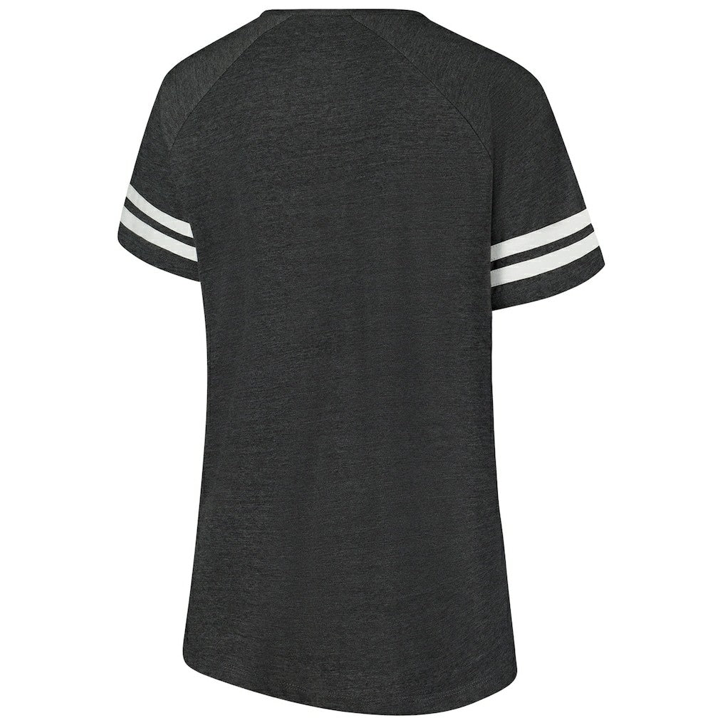 Women's Plus Size Logo Striped Raglan Notch Neck T-Shirt - Cleveland Browns T-shirts
