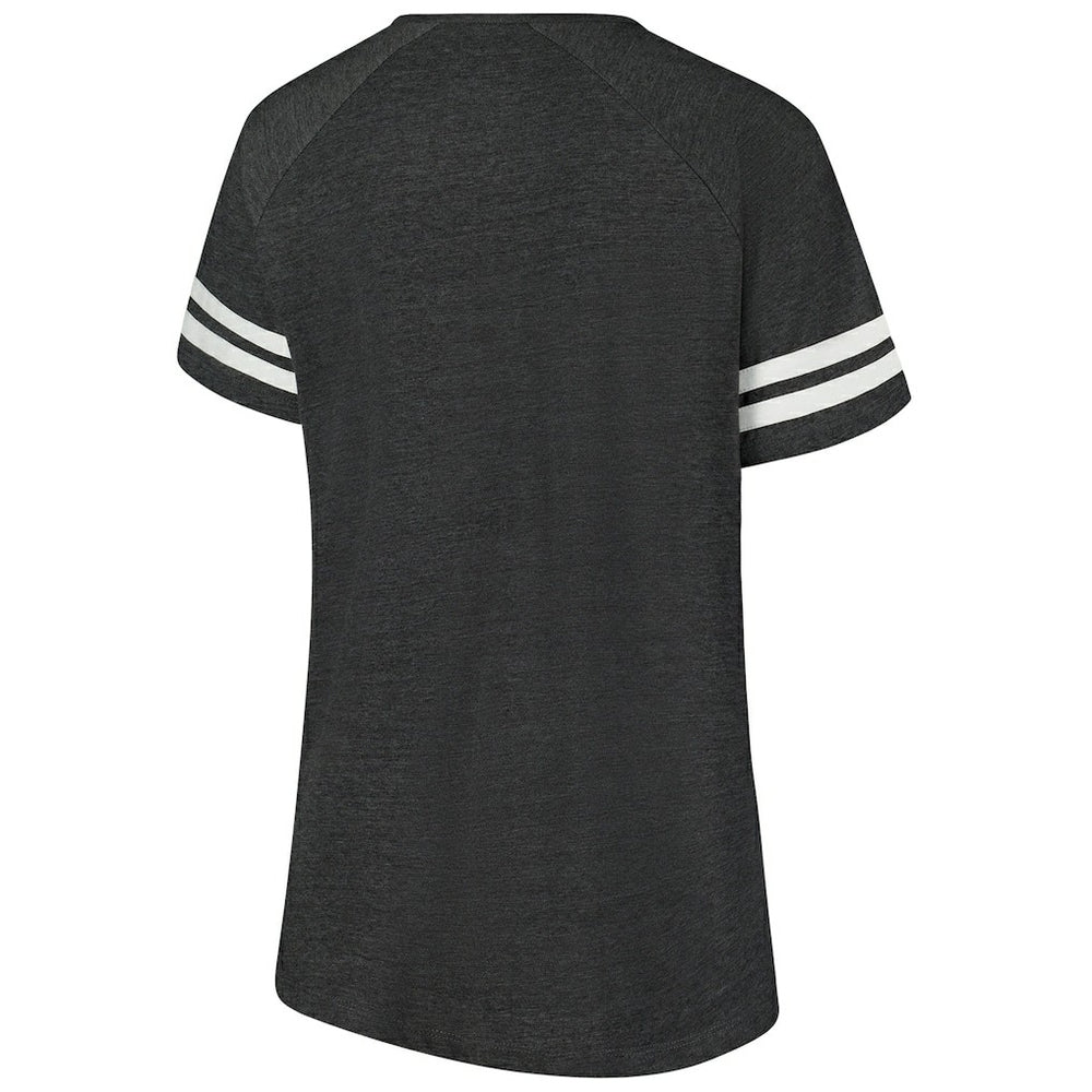 Women's Plus Size Logo Striped Raglan Notch Neck T-Shirt - Cleveland Browns T-shirts