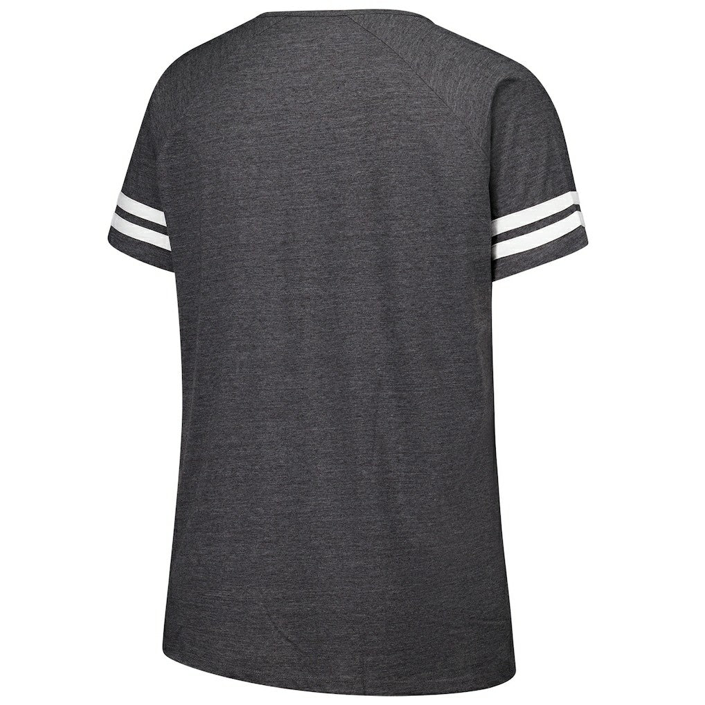 Women's Plus Size Logo Striped Raglan Notch Neck T-Shirt - New York Jets T-shirts
