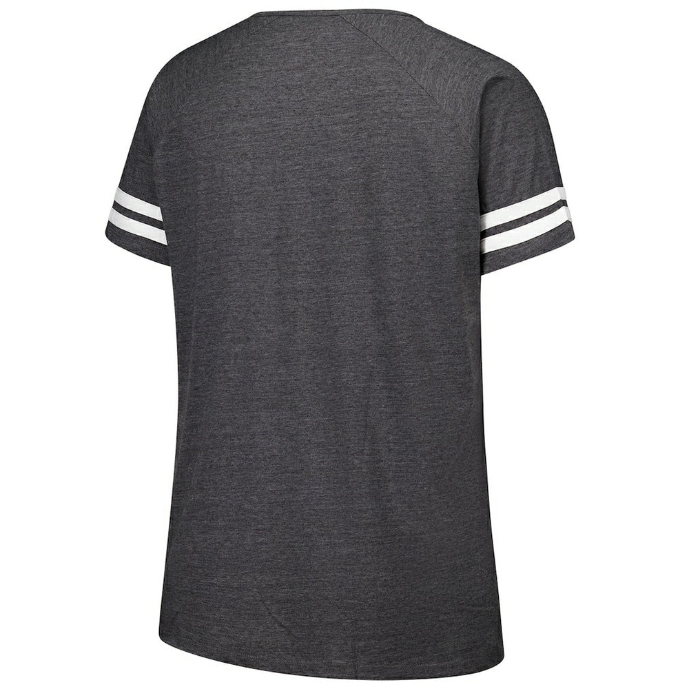 Women's Plus Size Logo Striped Raglan Notch Neck T-Shirt - New York Jets T-shirts