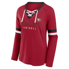 Women's Plus Size Won & Done Lace-Up V-Neck Long Sleeve T-Shirt - San Francisco 49ers T-shirts