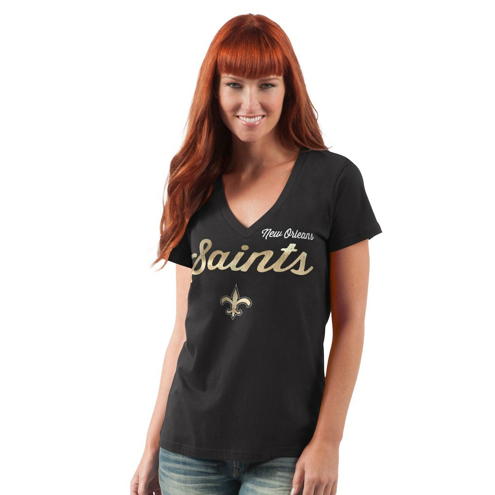 G-III 4Her by Carl Banks Women's Post Season V-Neck T-Shirt - New Orleans Saints T-shirts