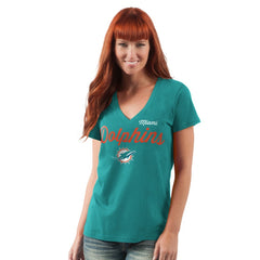 G-III 4Her by Carl Banks Women's Post Season V-Neck T-Shirt - Miami Dolphins T-shirts