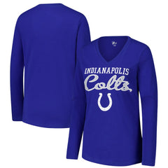 G-III 4Her by Carl Banks Women's Post Season Long Sleeve V-Neck T-Shirt - Indianapolis Colts T-shirts