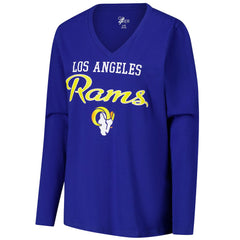 G-III 4Her by Carl Banks Women's Post Season Long Sleeve V-Neck T-Shirt - Los Angeles Rams T-shirts