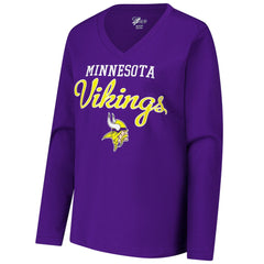 G-III 4Her by Carl Banks Women's Post Season Long Sleeve V-Neck T-Shirt - Minnesota Vikings T-shirts