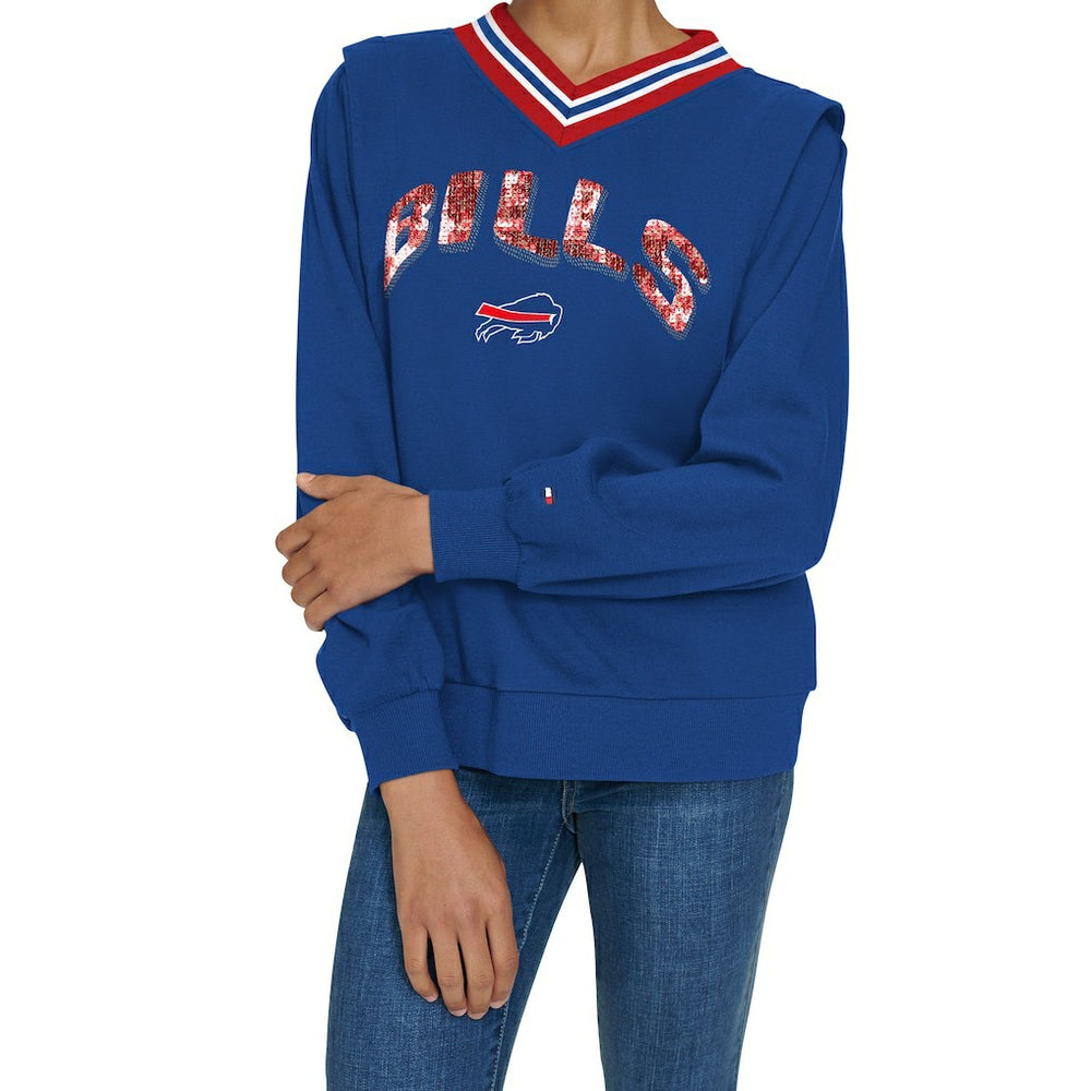 Tommy Hilfiger Women's Alice V-Neck Pullover Sweatshirt - Buffalo Bills Pullover