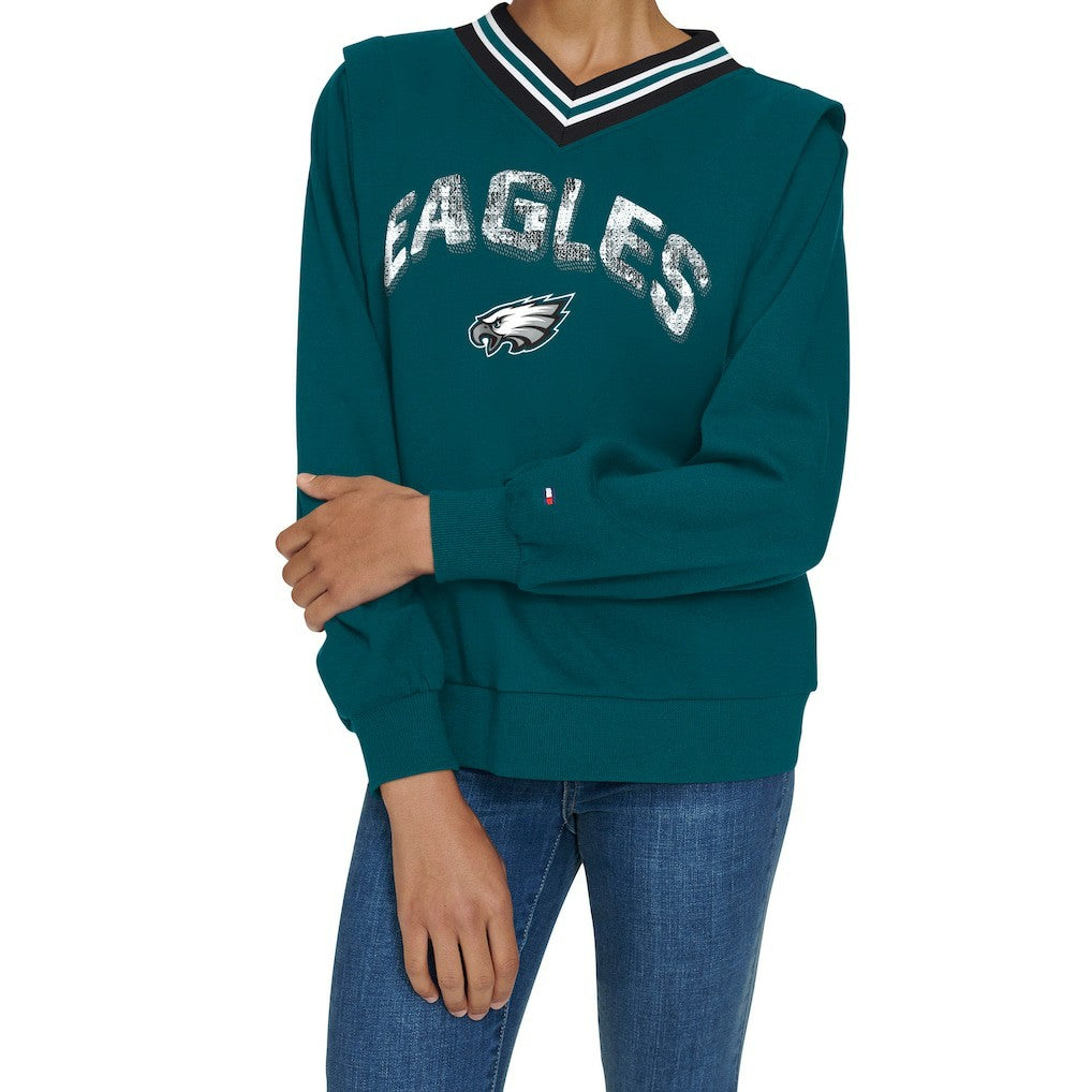 Tommy Hilfiger Women's Alice V-Neck Pullover Sweatshirt - Philadelphia Eagles Pullover