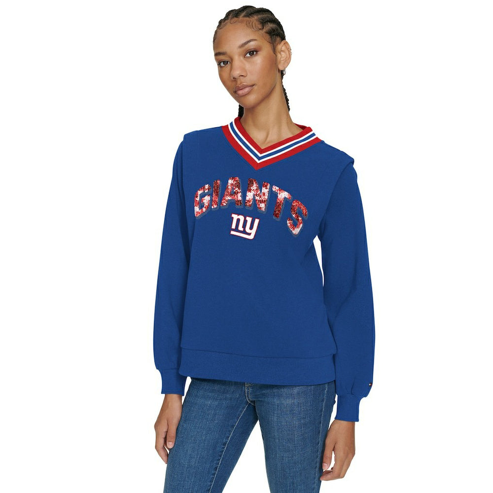 Tommy Hilfiger Women's Alice V-Neck Pullover Sweatshirt - New York Giants Pullover