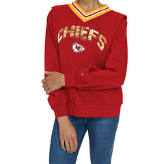 Tommy Hilfiger Women's Alice V-Neck Pullover Sweatshirt - Kansas City Chiefs Pullover