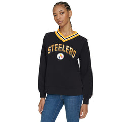 Tommy Hilfiger Women's Alice V-Neck Pullover Sweatshirt - Pittsburgh Steelers Pullover