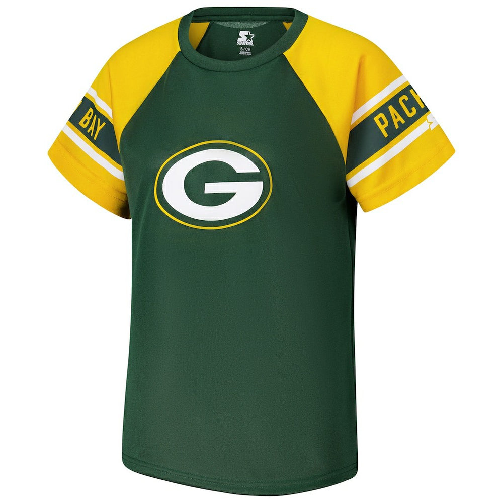Starter Women's 1st Rounder Color Block Raglan Top - Green Bay Packers Tops