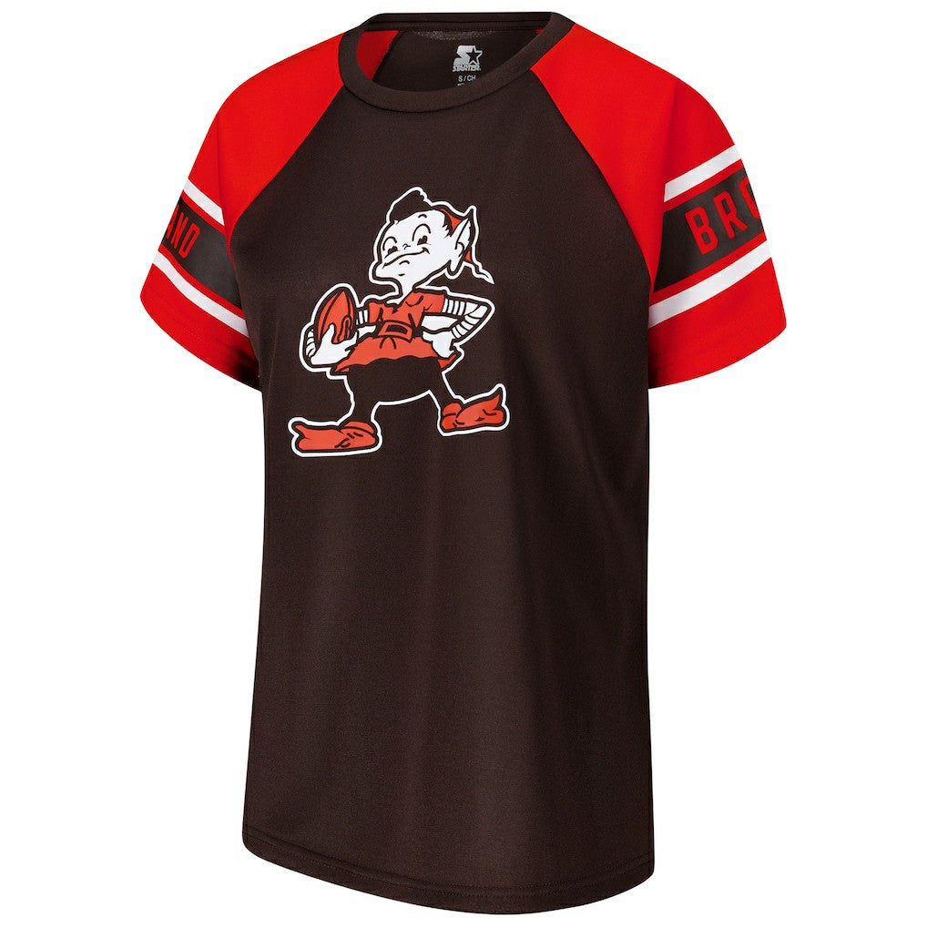 Starter Women's 1st Rounder Color Block Raglan Top - Cleveland Browns Tops