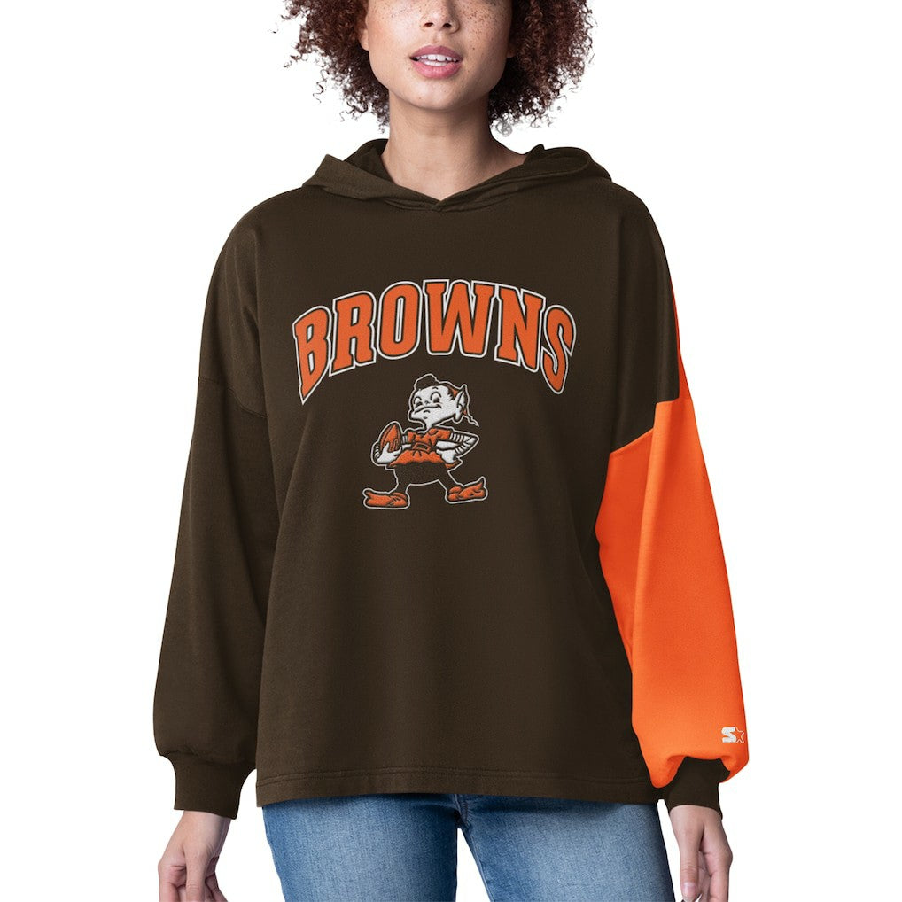 Starter Women's Power Move Long Sleeve Pullover Hoodie - Cleveland Browns Hoodies