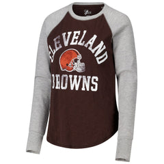 G-III 4Her by Carl Banks Women's Waffle Knit Raglan Long Sleeve T-Shirt - Cleveland Browns T-shirts