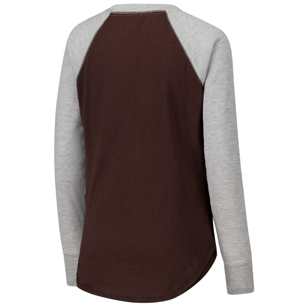 G-III 4Her by Carl Banks Women's Waffle Knit Raglan Long Sleeve T-Shirt - Cleveland Browns T-shirts