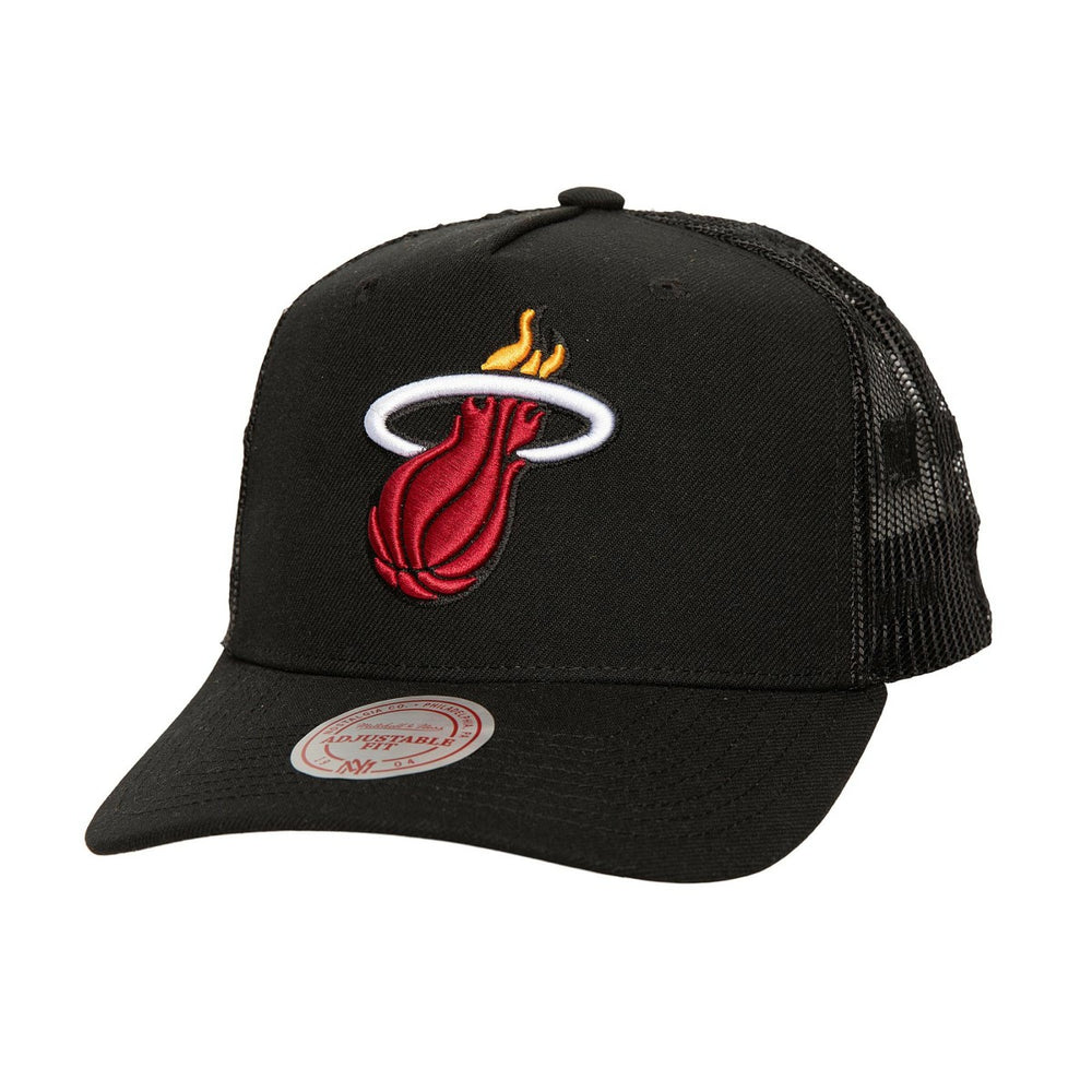 Mitchell & Ness Miami Heat Monogram Allover Logo Mesh Trucker Adjustable Hat