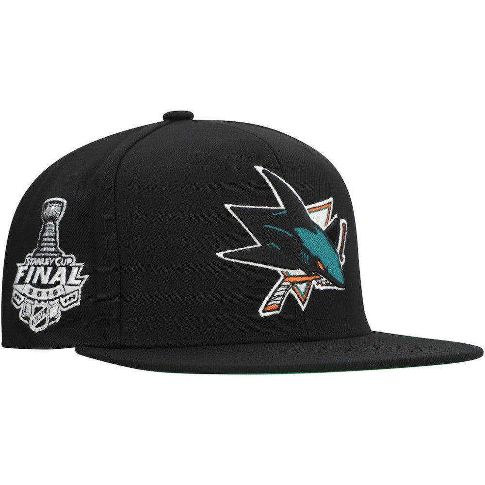 NHL San Jose Sharks Mitchell & Ness Core Top Spot Snapback Hat