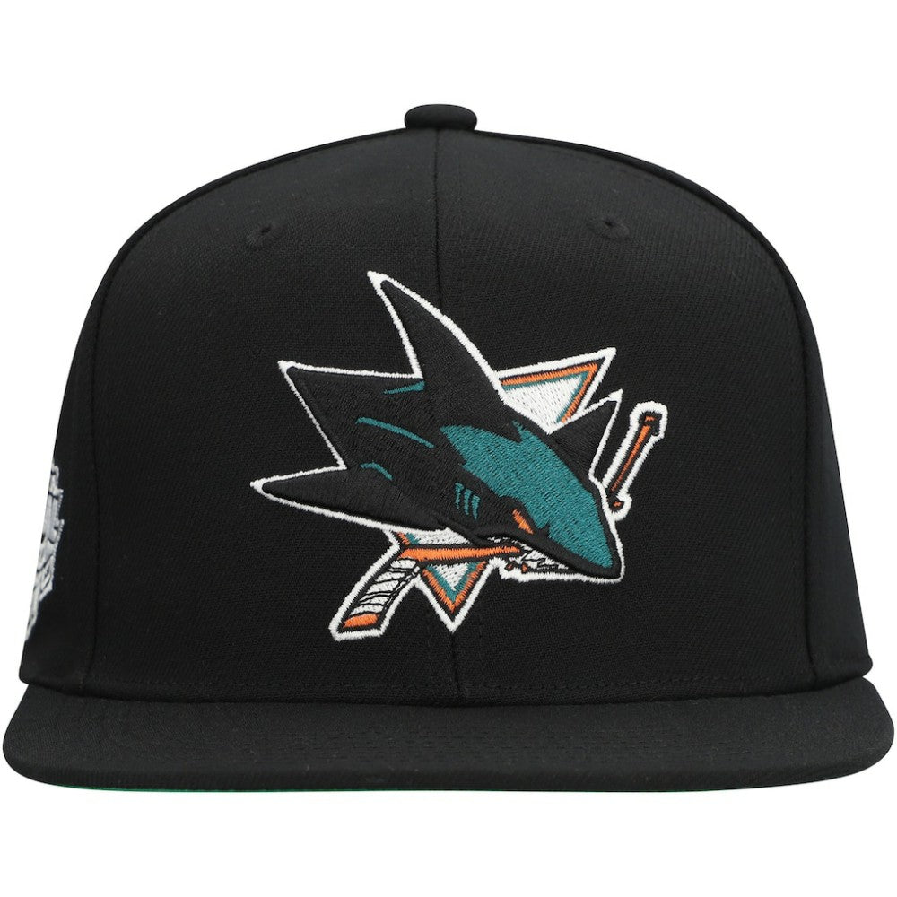 NHL San Jose Sharks Mitchell & Ness Core Top Spot Snapback Hat
