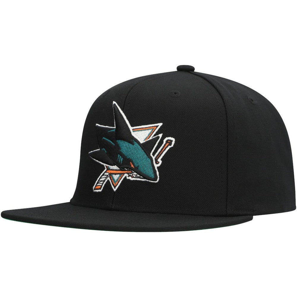 NHL San Jose Sharks Mitchell & Ness Core Top Spot Snapback Hat