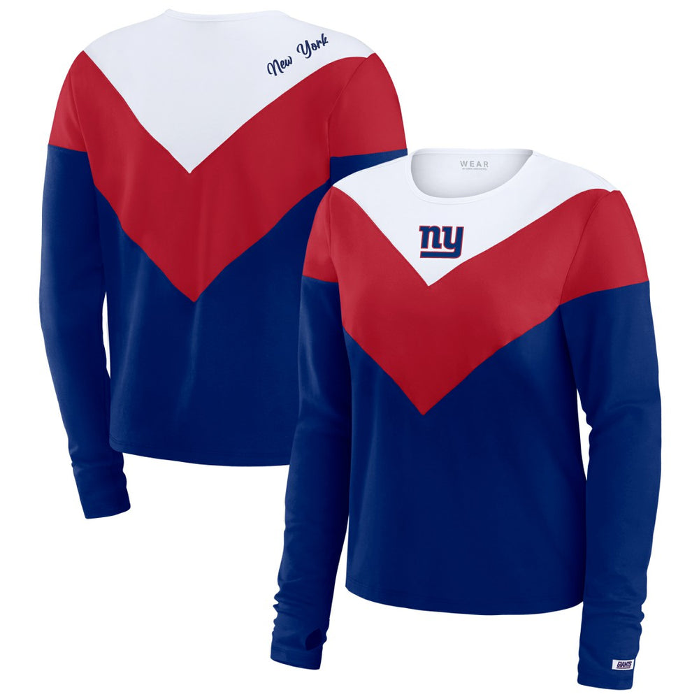 WEAR by Erin Andrews Women's Chevron Tri-Blend Long Sleeve T-Shirt - New York Giants T-shirts