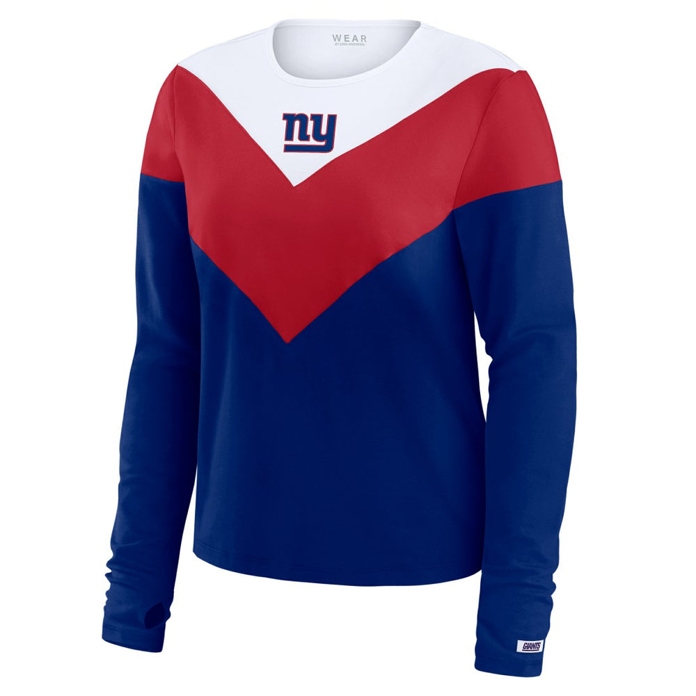 WEAR by Erin Andrews Women's Chevron Tri-Blend Long Sleeve T-Shirt - New York Giants T-shirts