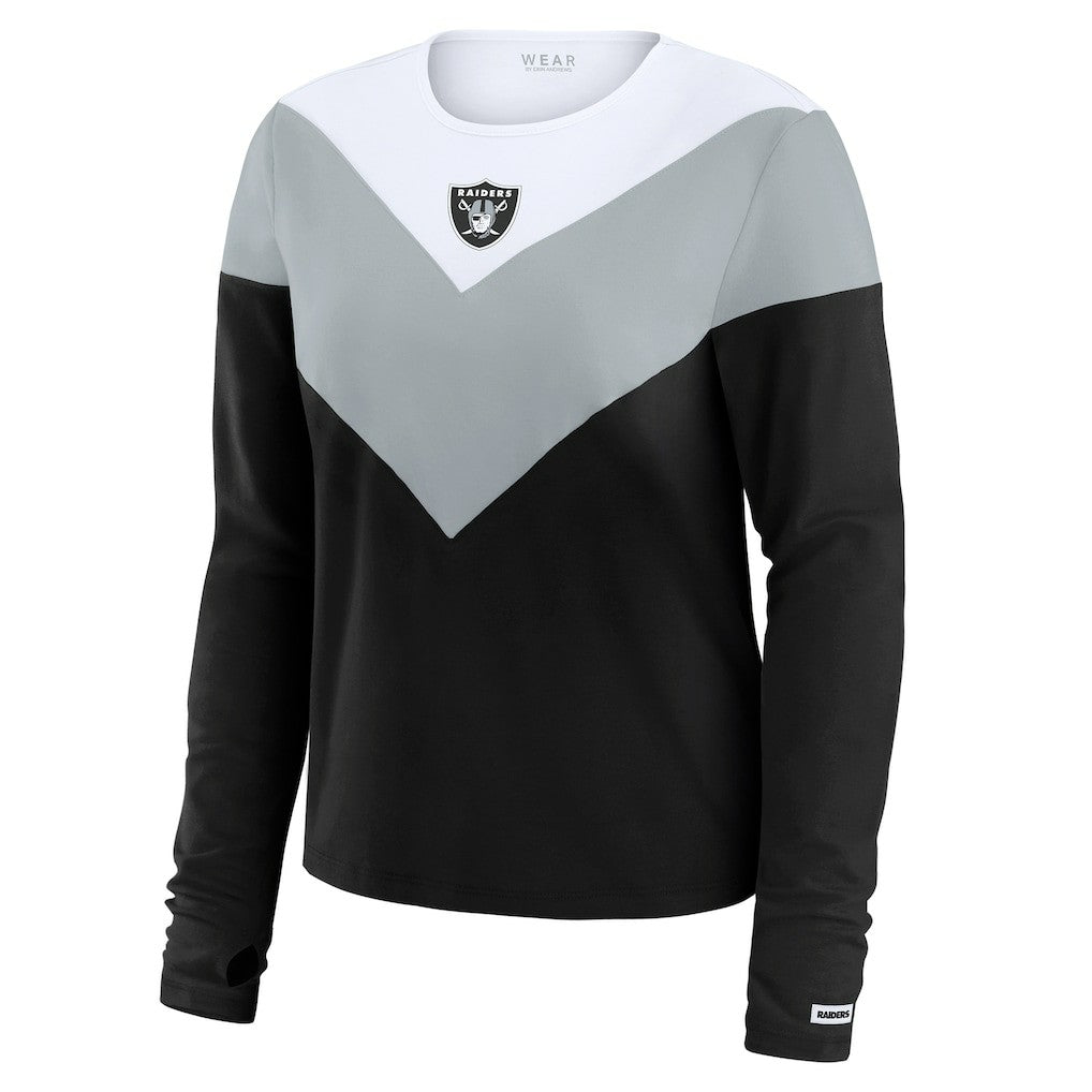 WEAR by Erin Andrews Women's Chevron Tri-Blend Long Sleeve T-Shirt - Las Vegas Raiders T-shirts