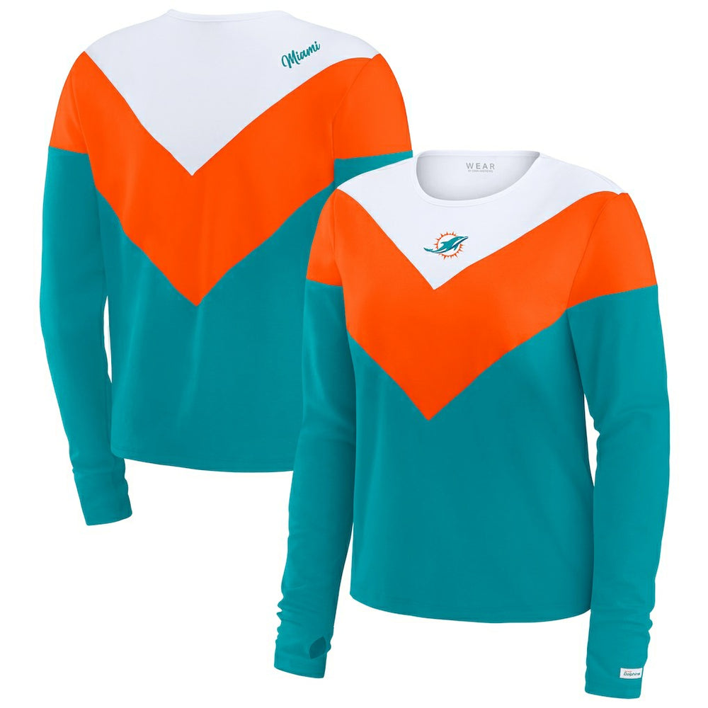 WEAR by Erin Andrews Women's Chevron Tri-Blend Long Sleeve T-Shirt - Miami Dolphins T-shirts