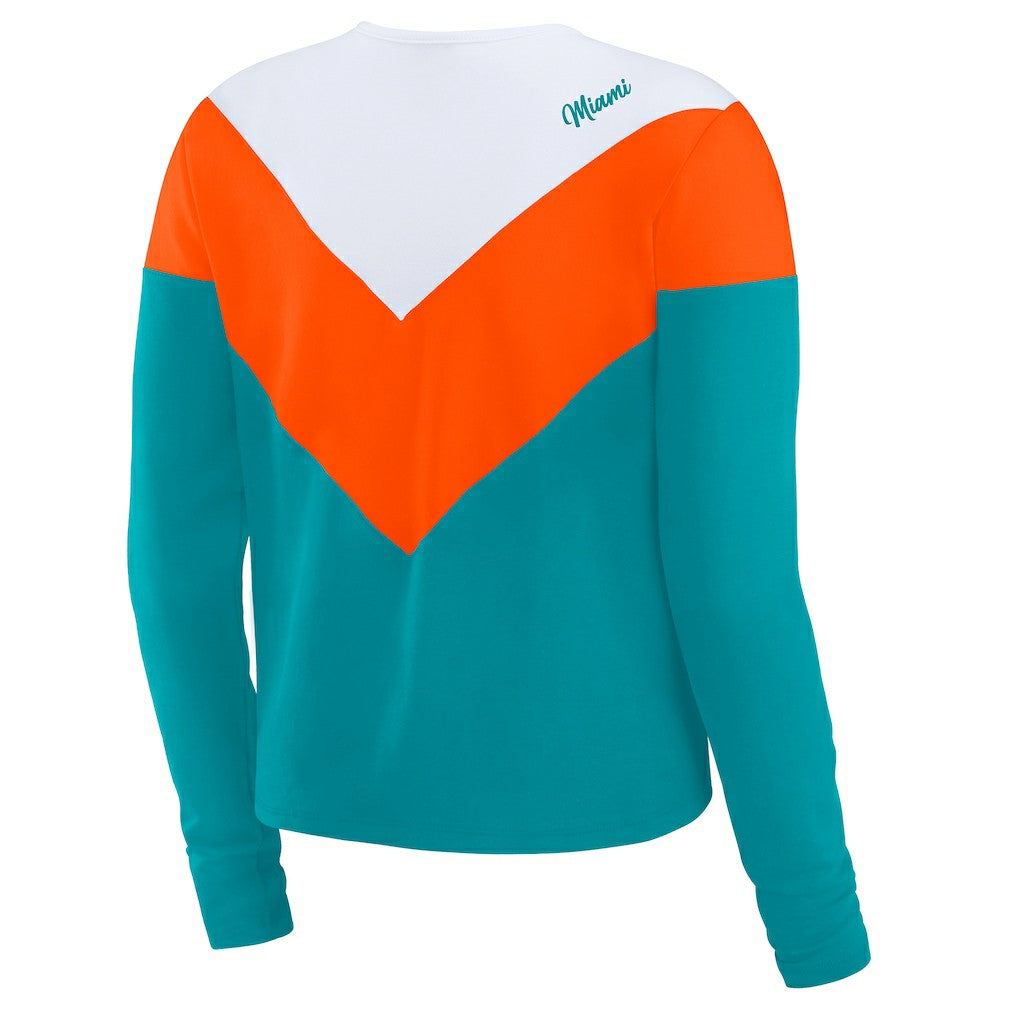 WEAR by Erin Andrews Women's Chevron Tri-Blend Long Sleeve T-Shirt - Miami Dolphins T-shirts