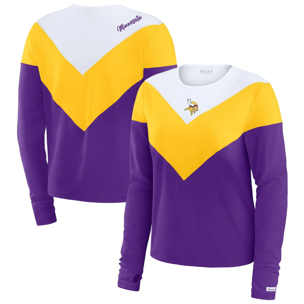 WEAR by Erin Andrews Women's Chevron Tri-Blend Long Sleeve T-Shirt - Minnesota Vikings T-shirts