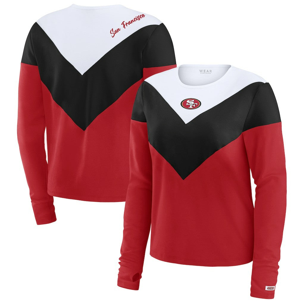 WEAR by Erin Andrews Women's Chevron Tri-Blend Long Sleeve T-Shirt - San Francisco 49ers T-shirts