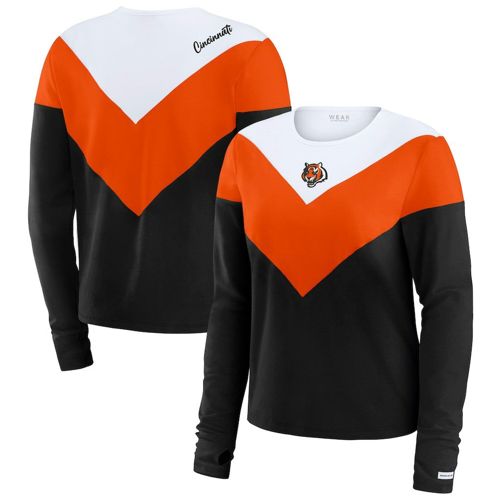 WEAR by Erin Andrews Women's Plus Size Chevron Tri-Blend Long Sleeve T-Shirt - Cincinnati Bengals T-shirts