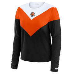 WEAR by Erin Andrews Women's Plus Size Chevron Tri-Blend Long Sleeve T-Shirt - Cincinnati Bengals T-shirts
