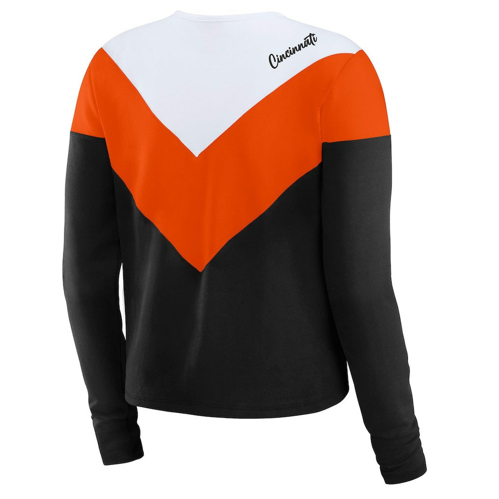 WEAR by Erin Andrews Women's Plus Size Chevron Tri-Blend Long Sleeve T-Shirt - Cincinnati Bengals T-shirts