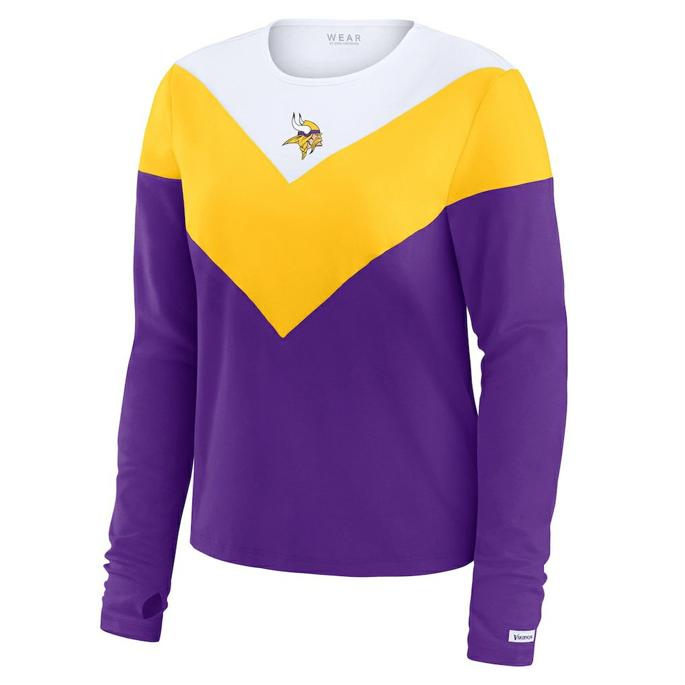 WEAR by Erin Andrews Women's Plus Size Chevron Tri-Blend Long Sleeve T-Shirt - Minnesota Vikings T-shirts