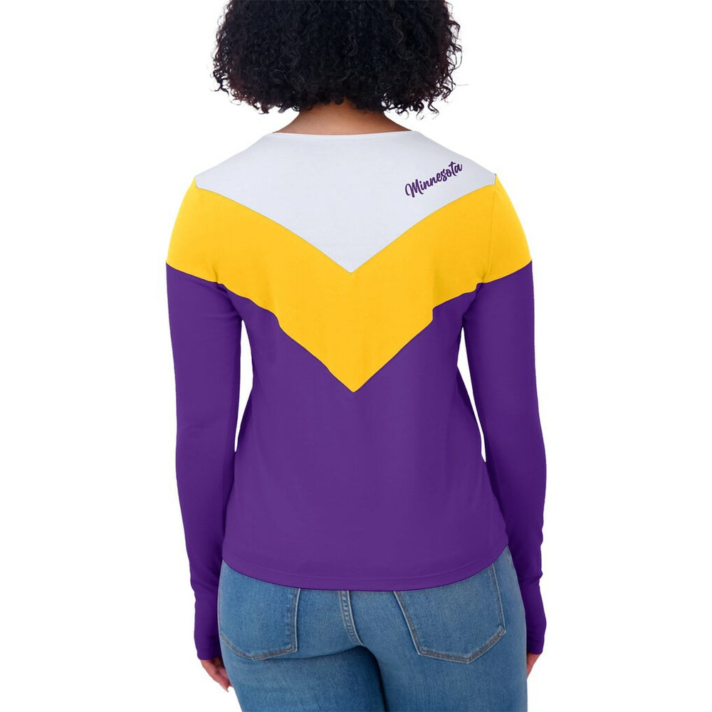 WEAR by Erin Andrews Women's Plus Size Chevron Tri-Blend Long Sleeve T-Shirt - Minnesota Vikings T-shirts