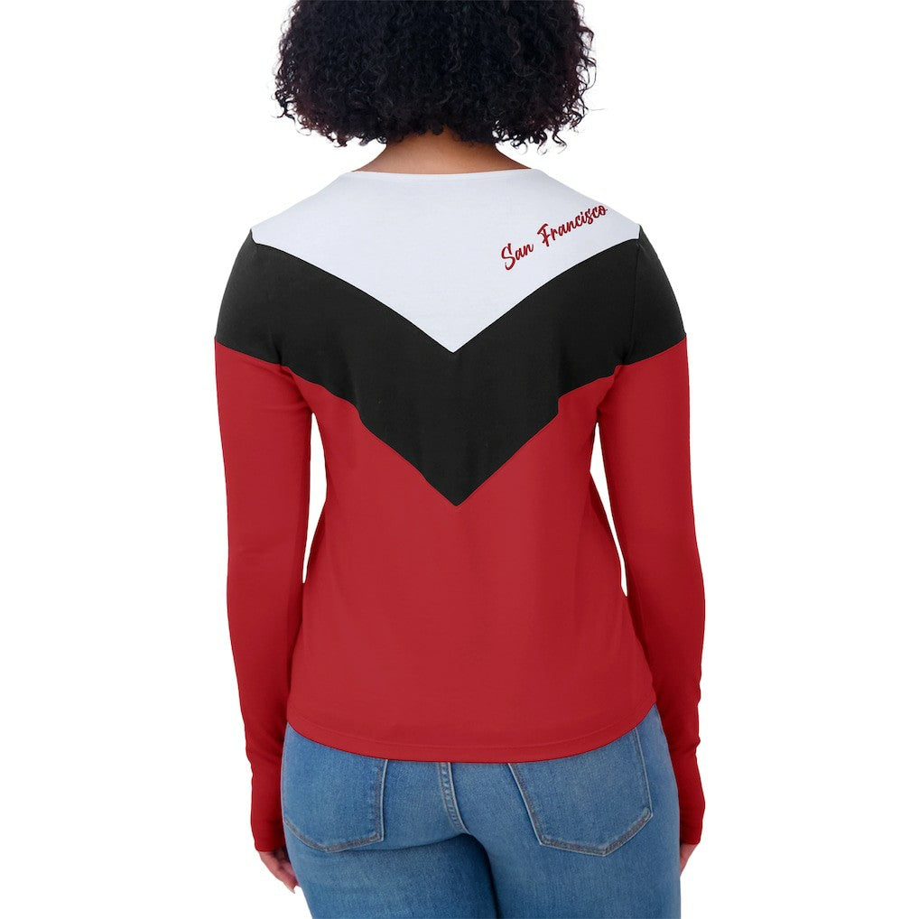 WEAR by Erin Andrews Women's Plus Size Chevron Tri-Blend Long Sleeve T-Shirt - San Francisco 49ers T-shirts