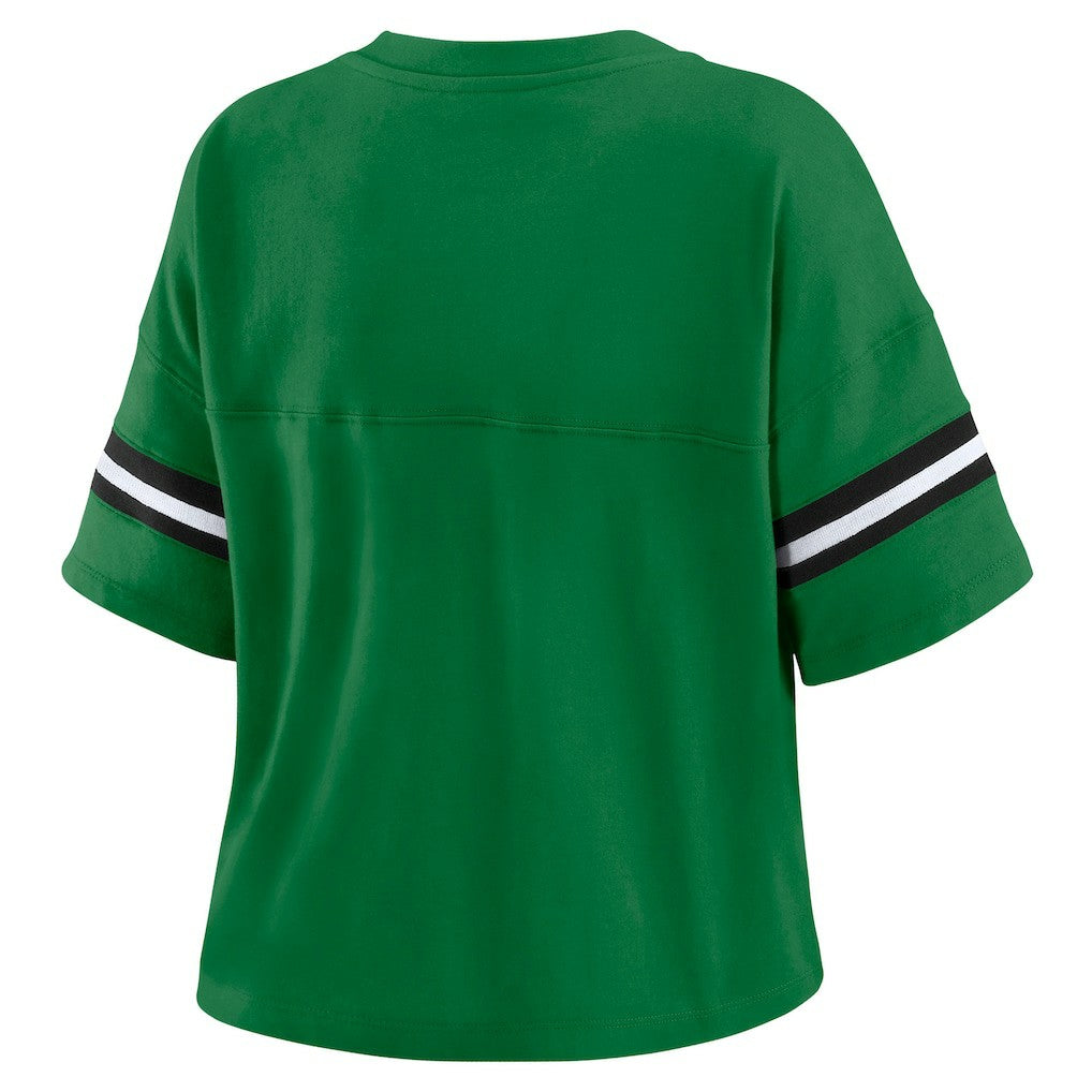 WEAR by Erin Andrews Women's Color Block Boxy V-Neck T-Shirt - New York Jets T-shirts