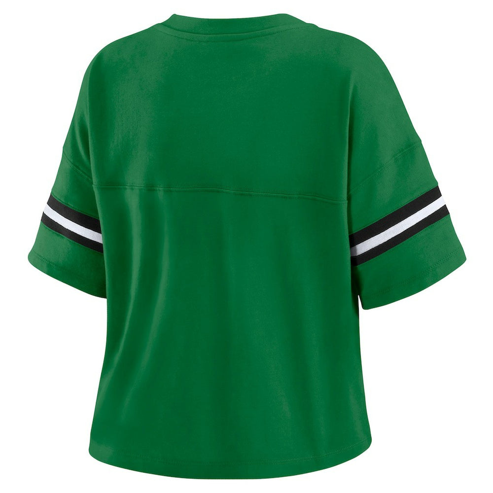 WEAR by Erin Andrews Women's Color Block Boxy V-Neck T-Shirt - New York Jets T-shirts