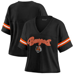 WEAR by Erin Andrews Women's Plus Size Color Block Boxy V-Neck T-Shirt - Cincinnati Bengals T-shirts