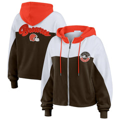 WEAR by Erin Andrews Women's Plus Size Color Block Full-Zip Hoodie - Cleveland Browns Hoodies