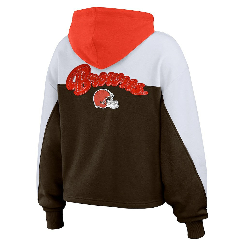 WEAR by Erin Andrews Women's Plus Size Color Block Full-Zip Hoodie - Cleveland Browns Hoodies