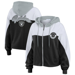 WEAR by Erin Andrews Women's Plus Size Color Block Full-Zip Hoodie - Las Vegas Raiders Hoodies