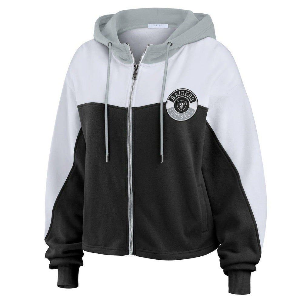 WEAR by Erin Andrews Women's Plus Size Color Block Full-Zip Hoodie - Las Vegas Raiders Hoodies