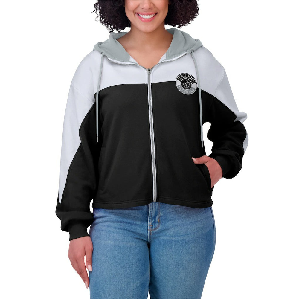WEAR by Erin Andrews Women's Plus Size Color Block Full-Zip Hoodie - Las Vegas Raiders Hoodies