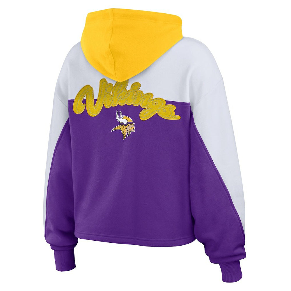 WEAR by Erin Andrews Women's Plus Size Color Block Full-Zip Hoodie - Minnesota Vikings Hoodies