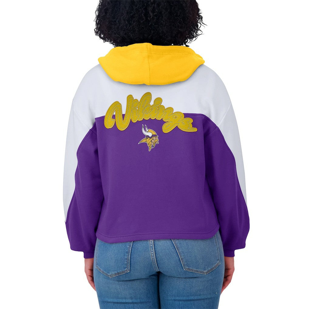 WEAR by Erin Andrews Women's Plus Size Color Block Full-Zip Hoodie - Minnesota Vikings Hoodies
